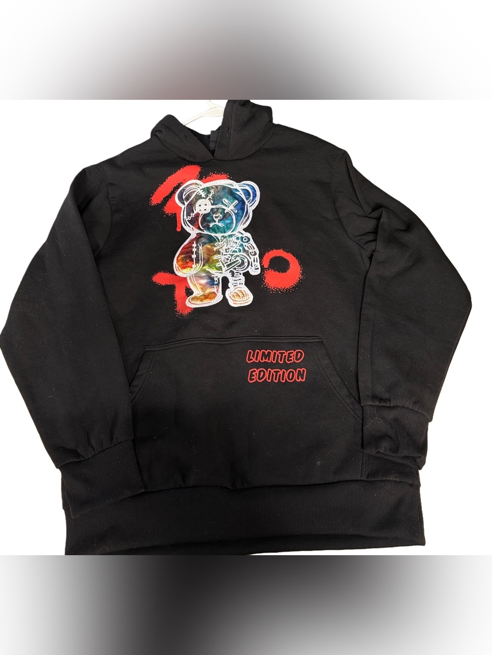 Super Massive Limited Edition Black Hoodie Bear Graphic Sweatshirt Mens Size L